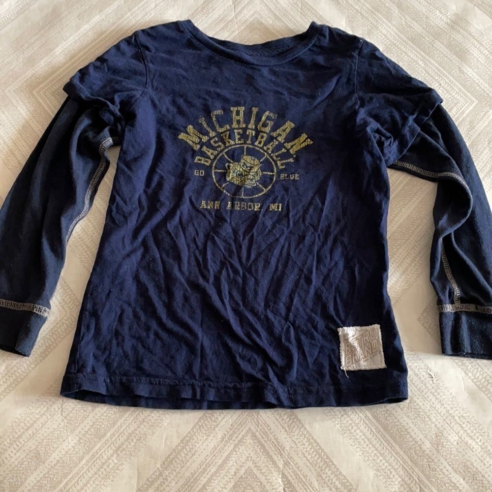 Original Retro Brand Navy Blue Michigan Long Sleeve Shirt
